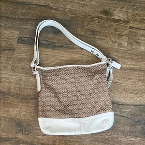 Coach Logo Tan Cream Shoulder Bag